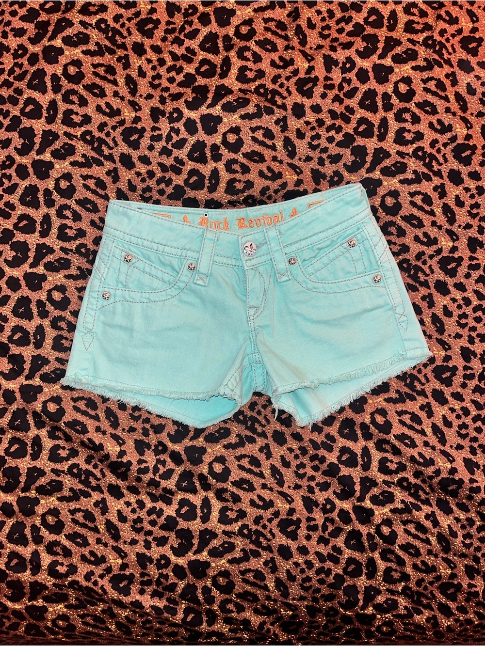 Rock Revival Women's Blue Low Waisted Denim Cutoff Shorts